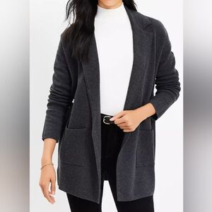 Ann Taylor Loft Charcoal Gray Sweater Blazer